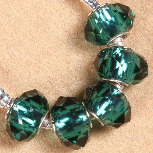 PANDORA STYLE - CRYSTAL - FACETED - RONDELLE BEADS -  DARK TURQUOISE