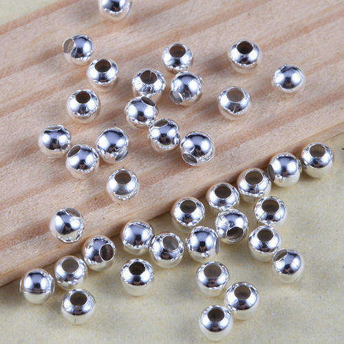 SPACER BEADS - ROUND - SILVER PLATED - 3mm -SOLD PER PACK OF 50