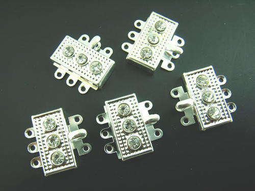 PINCH CLASP - SILVER PLATED - RHINESTONE - 18mm x 18mm