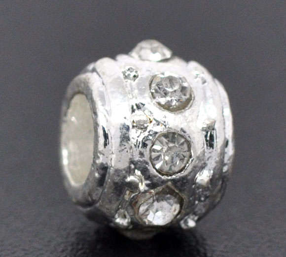 PANDORA STYLE - RHINESTONE - BARREL SPACER BEADS  - FITS EUROPEAN BRACELETS - 10mm x 7mm