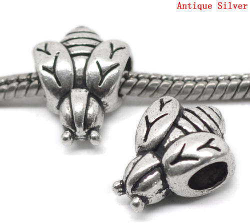 Antique Silver Bee Charm Beads