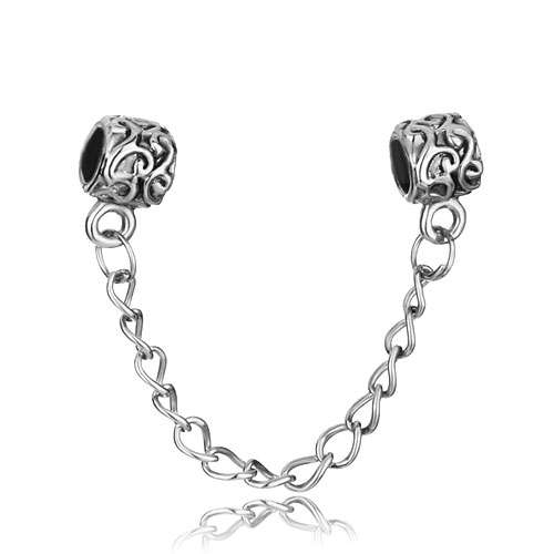 PUGSTER - TEXTURED METALWORK - DOUBLE LINKED SAFETY CHAIN FOR EUROPEAN CHARM BRACELETS