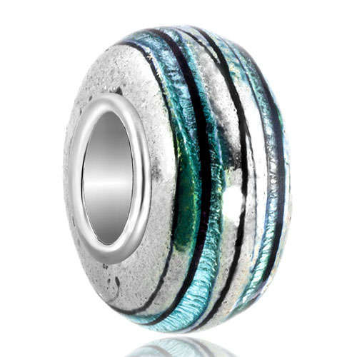 PUGSTER - TURQUOISE SILVERFOIL - 925 SILVER CORE - MURANO GLASS BEAD