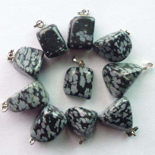 Snowflake Obsidian Tumbled Pendants