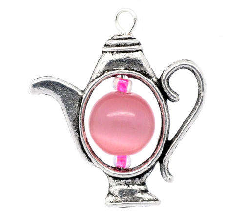 BEAD FRAMES - ANTIQUE SILVER - TEAPOT CHARM - 21x20mm