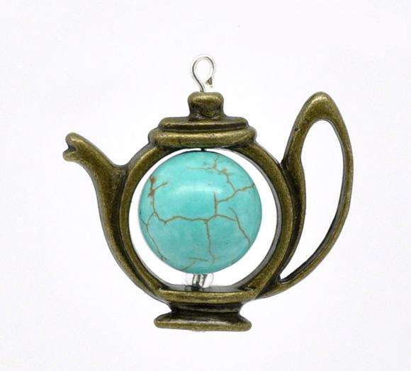 Bead Frames Antique Bronze Teapot - Fits 6-11mm Beads