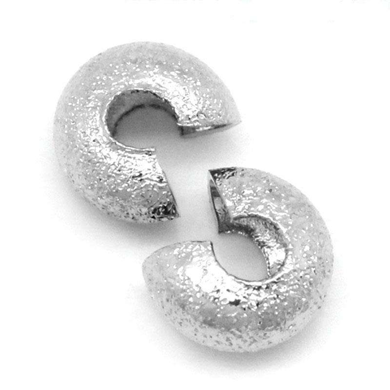 CRIMP BEAD COVERS - STARDUST - SILVER TONE - 4mm - 5 PCS