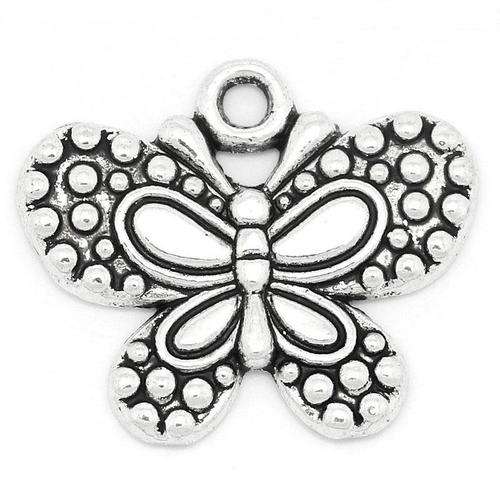 CHARMS - ANTIQUE SILVER - BUTTERFLY - 24x20mm