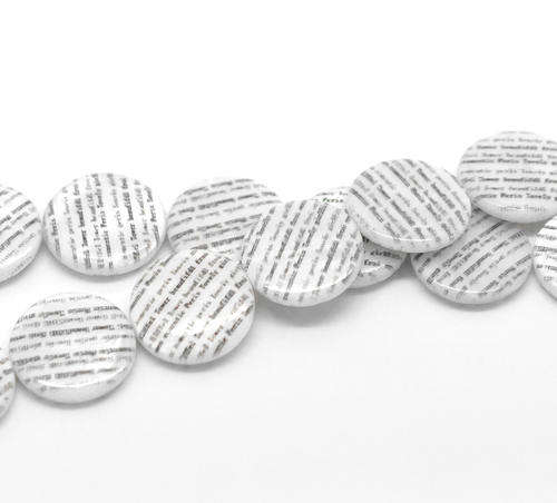 SHELL BEADS - BLACK AND WHITE - PRINT DESIGN - ROUND - 20mm