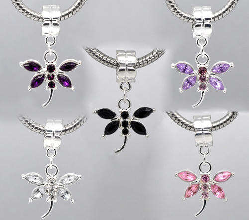 EUROPEAN STYLE - MIXED COLORS - DRAGONFLY - DANGLE CHARMS