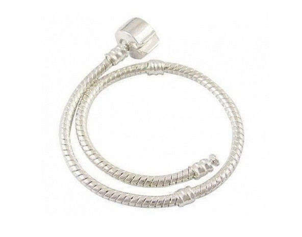 BRACELETS - PANDORA STYLE - SNAKE CHAIN - WITH SAFETY CLASP - 21.5cm