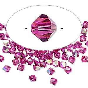 Swarovski Crystal Xillion Fuchsia Ab  4mm Faceted Bicone Beads/5301