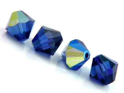 SWAROVSKI CRYSTAL - DARK SAPPHIRE X2 AB - 4mm - XILION BICONE BEADS - 5301