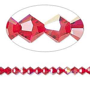 SWAROVSKI CRYSTAL - LIGHT SIAM AB - 4mm - XILION BICONE BEADS - 5301