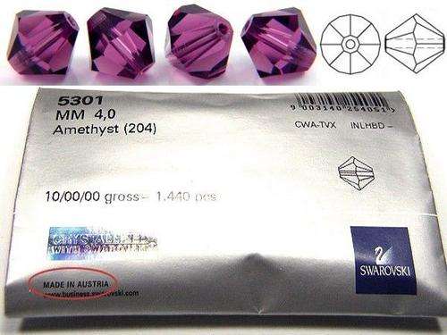 SWAROVSKI CRYSTAL - AMETHYST - 4mm - XILION BICONE BEADS - 5301