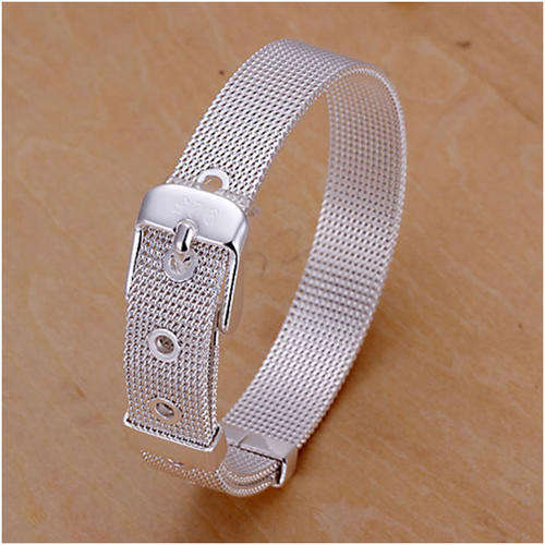 925 SILVER STAMPED WATCH BAND BRACELET - 21.5cm