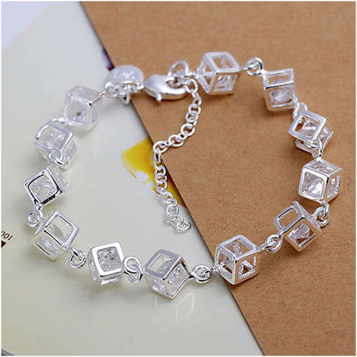 BRACELETS - CRYSTAL - CLEAR - 925 SOLID STERLING SILVER STAMPED