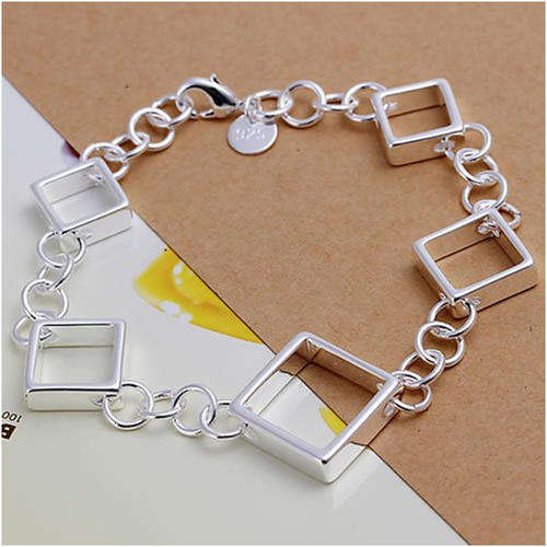 BRACELET -  925 SILVER STAMPED - SQUARE LINK