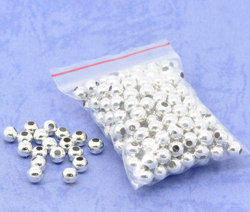 SPACER BEADS - ROUND - SILVER PLATED - 6mm - SOLD PER PACK OF 20