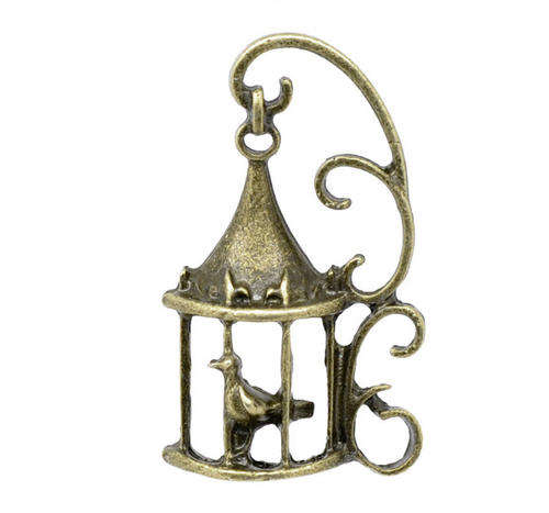 Bronze Bird Cage Pendants