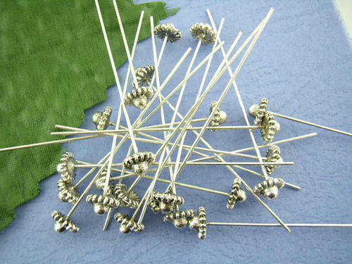 HEAD PINS - FANCY FLOWER - SILVER