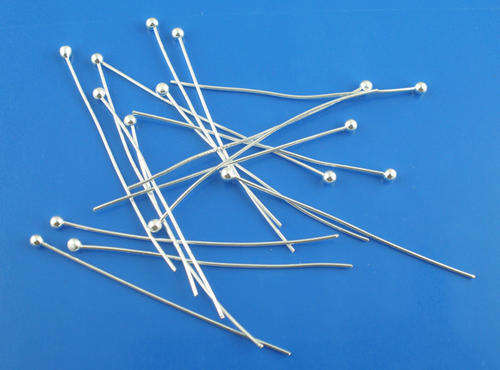 HEAD PINS - BALL HEAD - SILVER PLATED - 24 GAUGE - 0.5x40mm - PER PACK OF 10