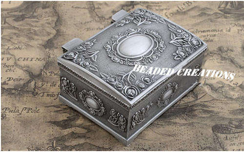 JEWELRY BOX - ROSE MANOR - CLASSIC MINI - CARVED - COLLECTABLE - TIBETAN SILVER