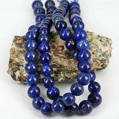 GEMSTONES - LAPIS LAZULI 10MM - BEADS - NATURAL AFGHAN - SOLD PER BEAD