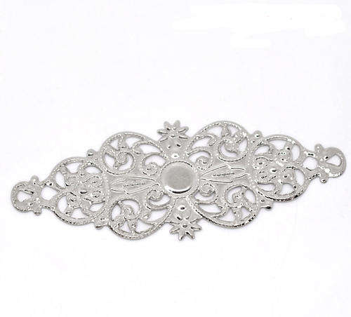 CONNECTORS - SILVER - FILIGREE - FLOWER WRAPS - 6.1x2.4cm