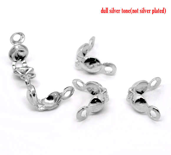 Crimp End Bead Covers Calottes Silver Tone 4mm