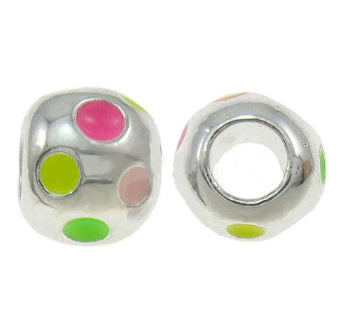 EUROPEAN STYLE - DRUM - SPACER BEADS WITH NEON ENAMEL COLORS
