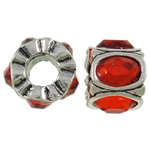 PANDORA STYLE - DRUM - ANTIQUE SILVER - RED - RHINESTONE - SPACER BEADS