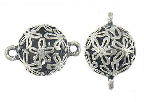 CONNECTORS - ANTIQUE SILVER - HOLLOW VINTAGE FLORAL DESIGN