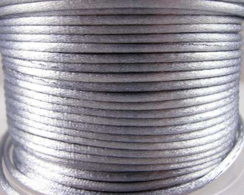 NYLON CORD - SATIN - RATTAIL - SILVER - 2.5mm - SOLD PER METER