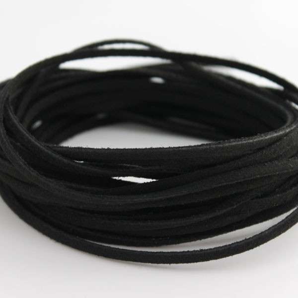 FAUX SUEDE - FLAT - BLACK - 3mm - SOLD PER METER