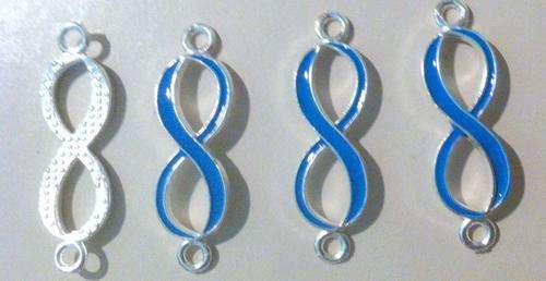 ***CLEARANCE SALE*** - CONNECTORS - INFINITY- ENAMEL - OCEAN BLUE - SILVER TONE - PLATED ZINC ALLOY