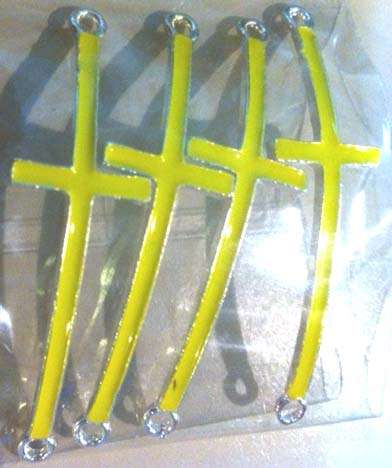****CLEARANCE**** CONNECTORS - CROSS - SIDEWAYS - ENAMEL - BRIGHT YELLOW - SILVERTONE - PLATED