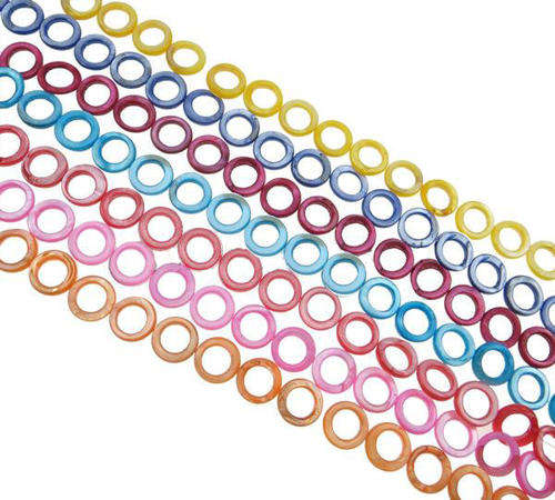 SHELL BEADS - NATURAL COLORED - ASSORTED COLORS - DONUT - 15x3mm