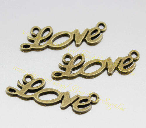 CONNECTORS - ANTIQUE BRONZE - WORD "LOVE" - 33x10mm
