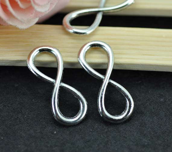 INFINITY BRACELET CHARM CONNECTORS - SILVER - INFINITY SYMBOL - 11x30mm