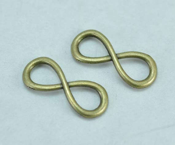INFINITY BRACELET CHARM CONNECTORS - ANTIQUE BRONZE - INFINITY SYMBOL - 11x30mm