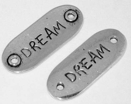 INFINITY BRACELET CHARM CONNECTORS - SILVER - "DREAM" - 12x35mm