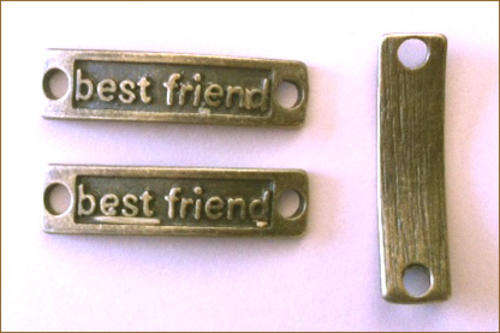 INFINITY BRACELET CHARM CONNECTORS - ANTIQUE BRONZE - SIDEWAYS - "BEST FRIENDS" - 7x28mm