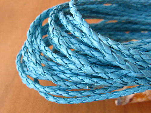 BRAIDED LEATHER CORD - BLUE - FOR DIY INFINITY/FRIENDSHIP BRACELETS - 3mm - SOLD PER METER