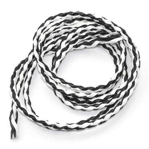 BRAIDED LEATHER CORD - GENUINE COWHIDE - ROUND - BLACK & WHITE - 3mm - SOLD PER METER