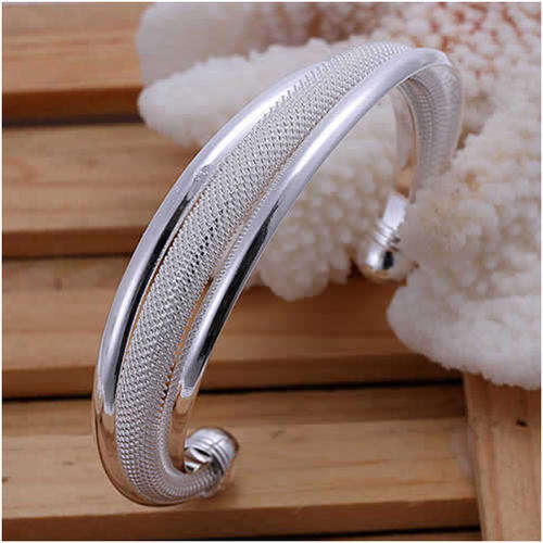 925 Silver Filled Mesh Cuff Bracelet