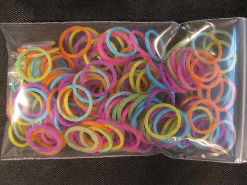 LOOM BANDS -  BRIGHT JELLY GLITTER - REFILL - 500 PIECES