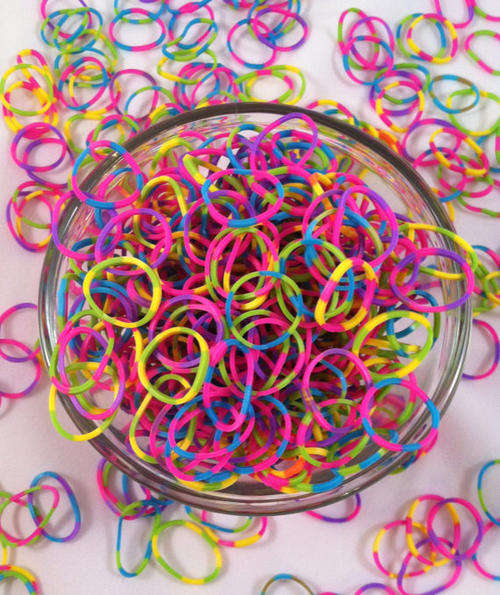 LOOM BANDS -  TIE DYE - TWO TONE - REFILL - 500 PIECES
