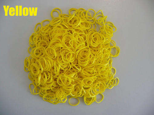 LOOM BANDS -  SOLID - YELLOW - REFILL KIT WITH CROCHET HOOK AND "S"-CLIPS - 600 PIECES
