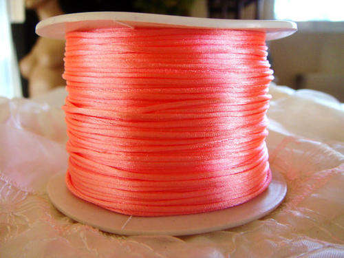 NYLON CORD - SATIN - RATTAIL - NEON ORANGE - 2mm - SOLD PER METER